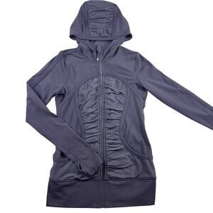 Lululemon Jacket Women 6 Gray Pure Balance Full Zip Scuba Stretch Hoodie Sweater